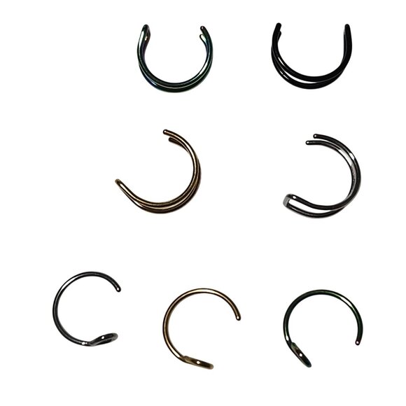 Stainless Steel Nose Rings & Septum Hoops Set Of 7 Mixed Color Fashion Jewelry - Picture 1 of 4